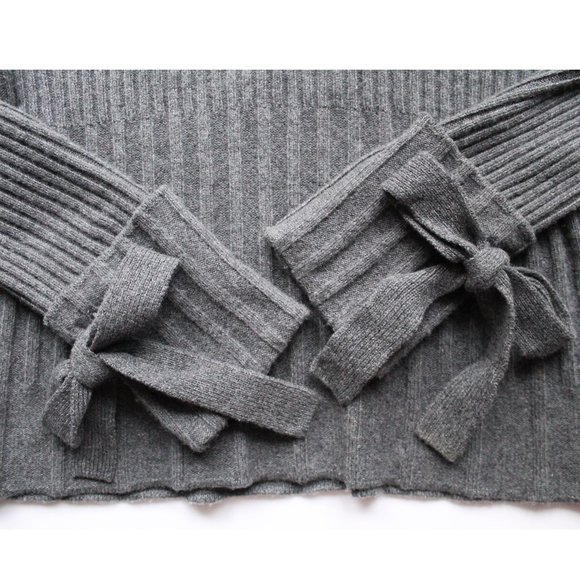 Derek Lam 10 Crosby Tie Sleeve Sweater / Meduim / Dark Grey V-Neck Wool Revolve - Picture 8 of 12